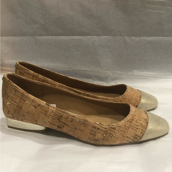 Anne Klein flex cork gold cap toe gold block heel pumps‎ size 10 brand new - Picture 3 of 17